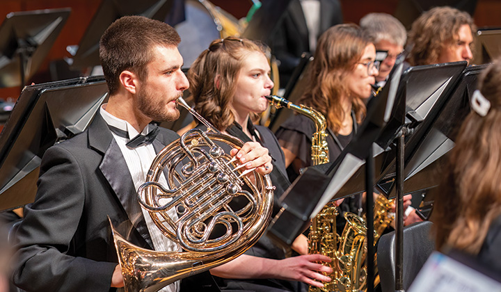 Concert band performing